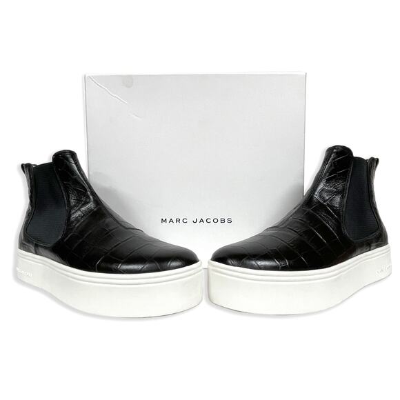 Marc Jacobs Vesey Tennis Shoe 41 EU 11 US New $250 Black Leather Hi-Top Sneaker - Picture 1 of 11